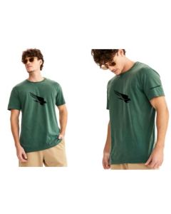 Camiseta Masculina Estonada Lisa Algodão - Verde-Confecção - P