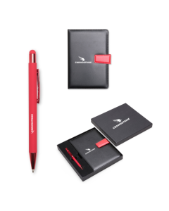 KIT CADERNO COM CAPA DE COURO E CANETA - CROWDSTRIKE FALCON - PRETA