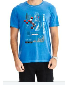 CAMISETA MASCULINA STOP PUNK SPIDER - CROWDSTRIKE - AZUL